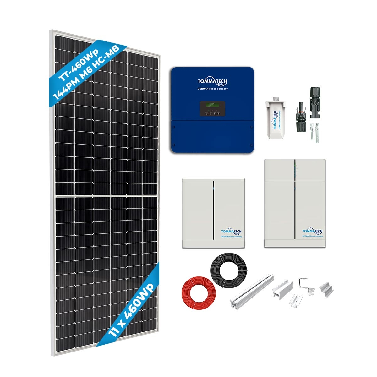 TommaTech 5kWe Kiremit Çatı Tek Faz Hibrit Solar Paket
