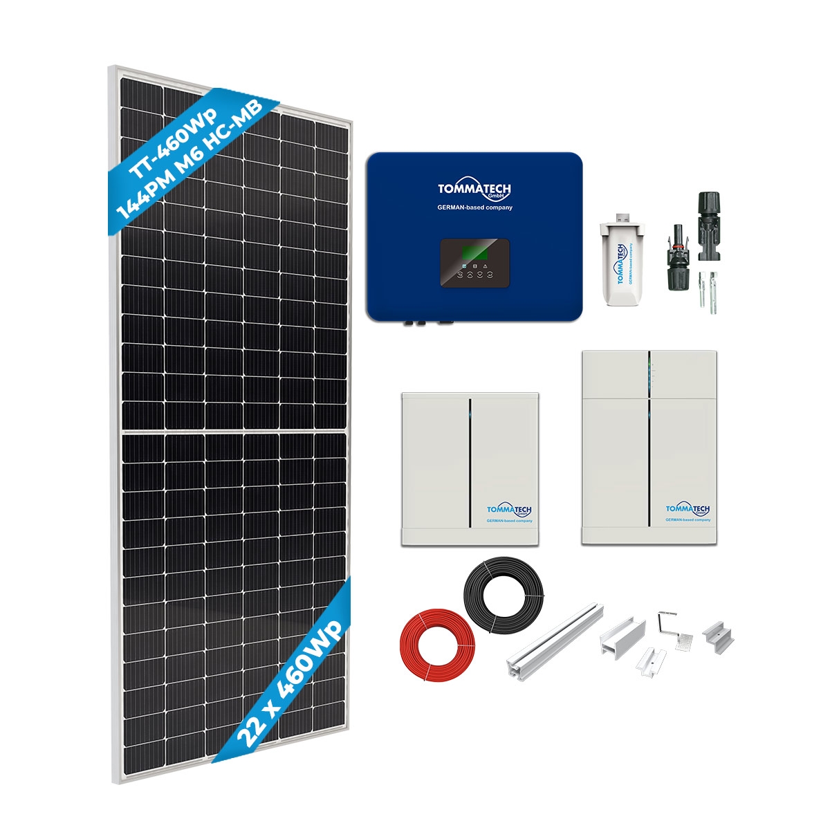 TommaTech 10kWe Kiremit Çatı Üç Faz Hibrit Solar Paket