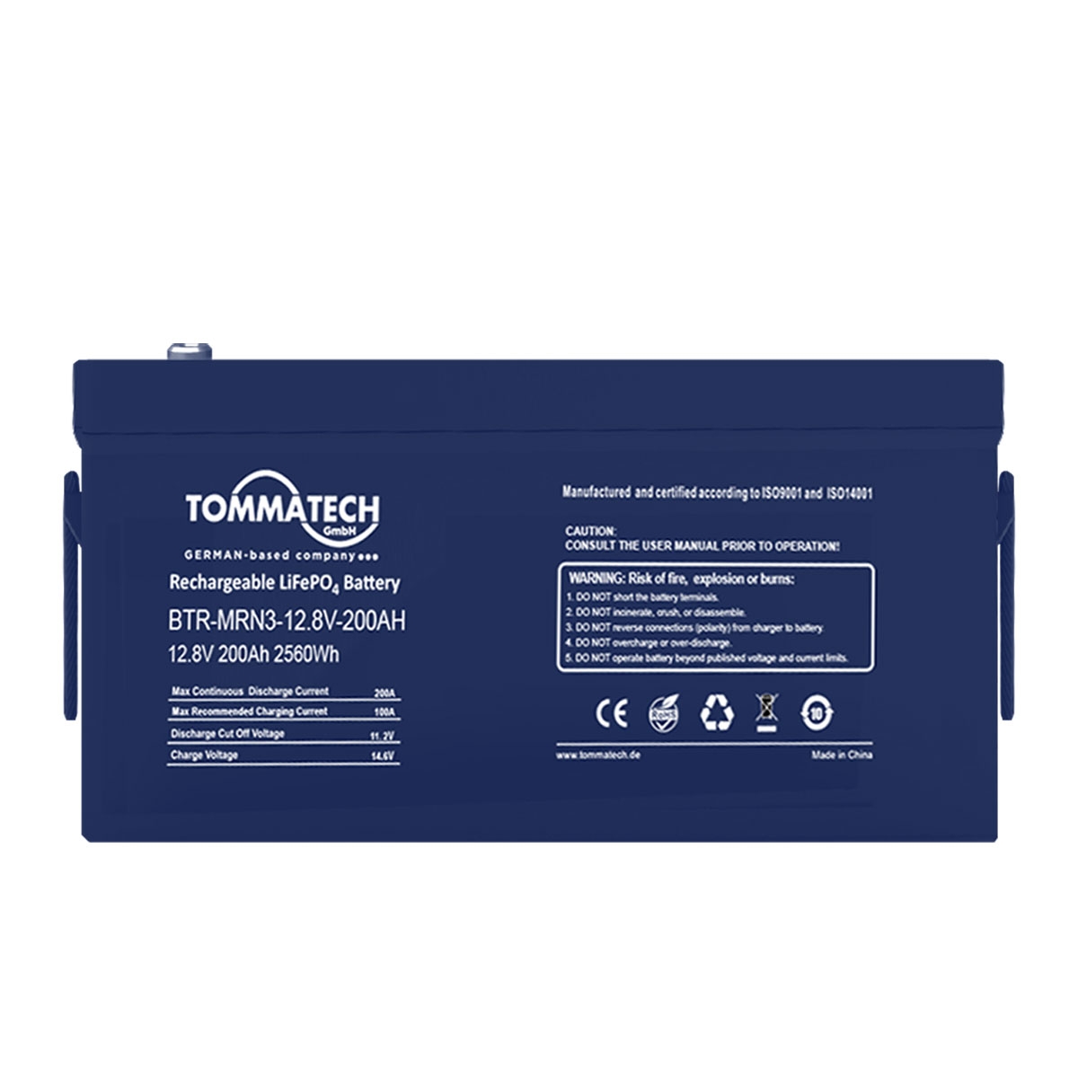 TommaTech ABS+PC Kasa 12.8V-200Ah LFP Marine Batarya