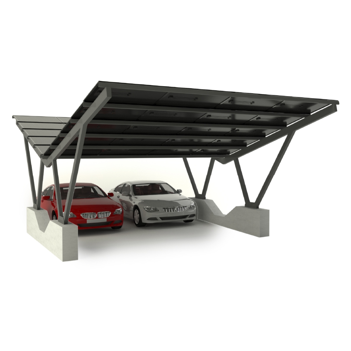 4 Araçlık V Tipi Solar Otopark/Carport (GFRP)